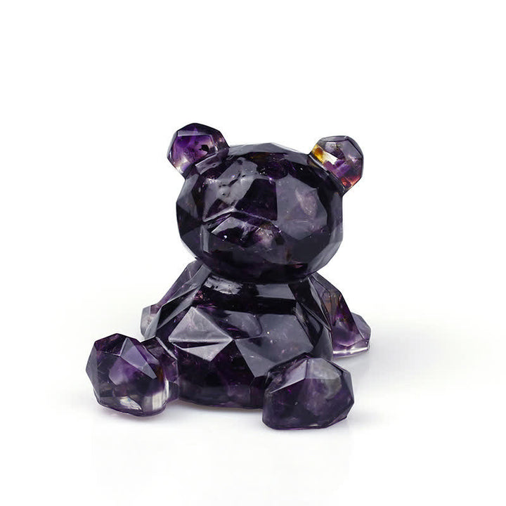 Décoration en pierre précieuse en forme d'ours avec miroir en cristal Olivenorma