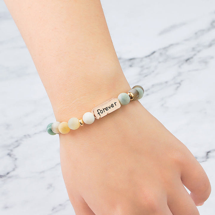 Ensemble de 3 bracelets gravés Olivenorma Natural Gemstone Best Friend Forever 
