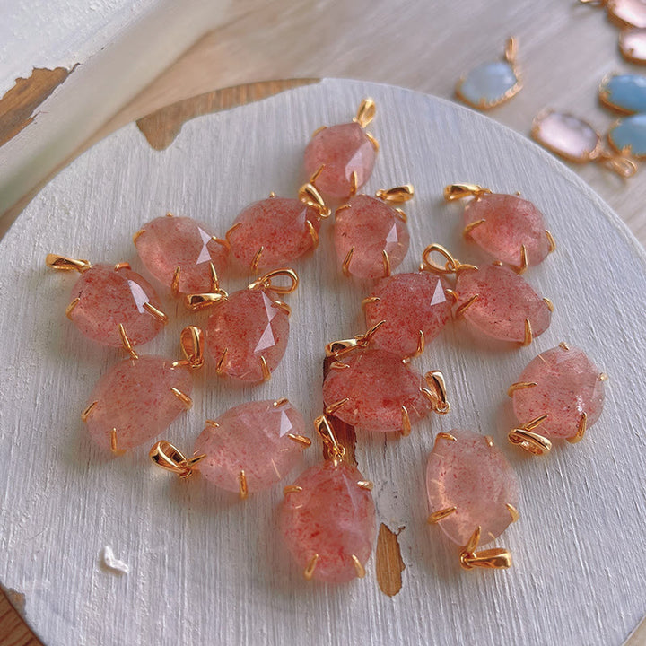 Bague à cinq griffes en quartz fraise naturel Olivenorma