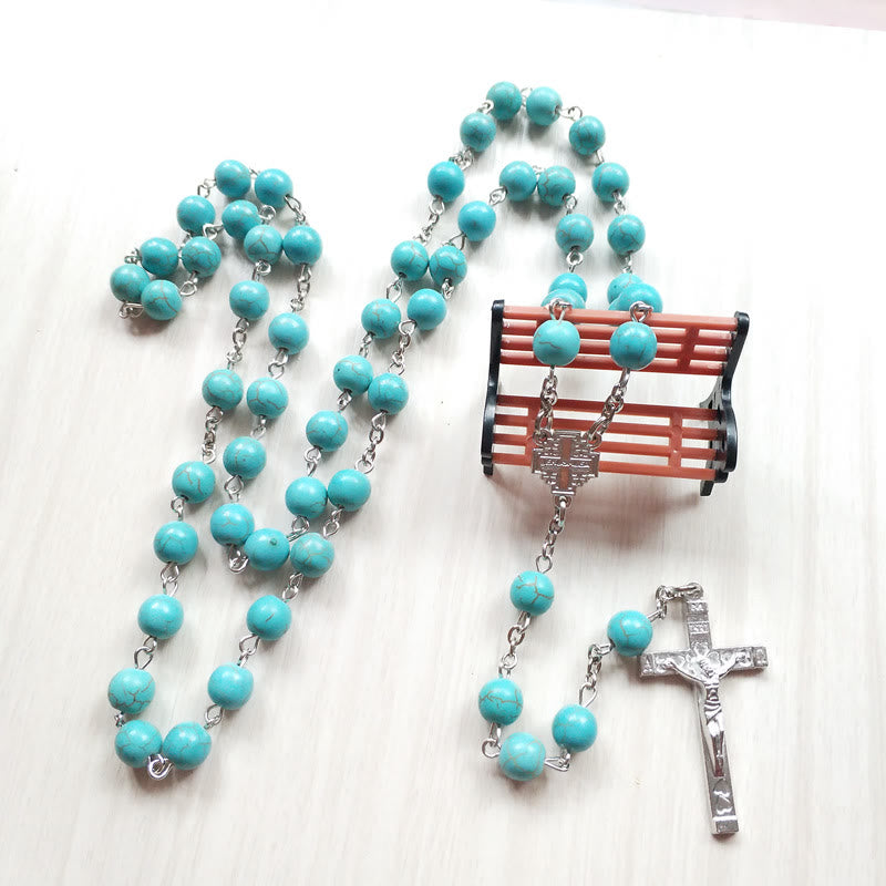 Collier chapelet à breloques en forme de croix turquoise Olivenorma - image 3