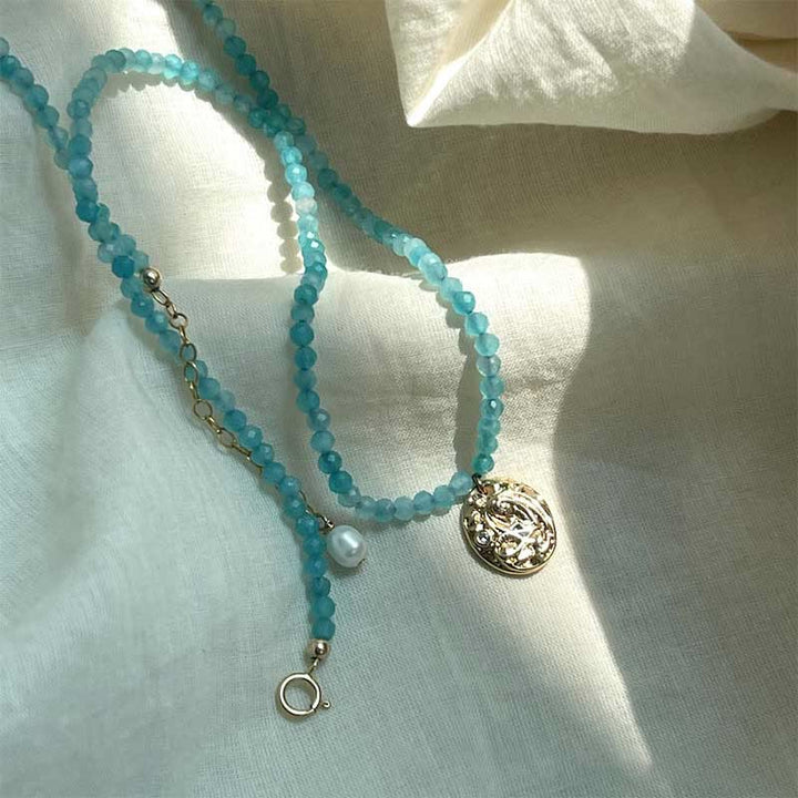 Collier avec pendentif en métal et cristal naturel Olivenorma