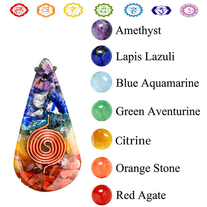 Collier d'orgone de guérison arc-en-ciel des chakras Olivenorma 