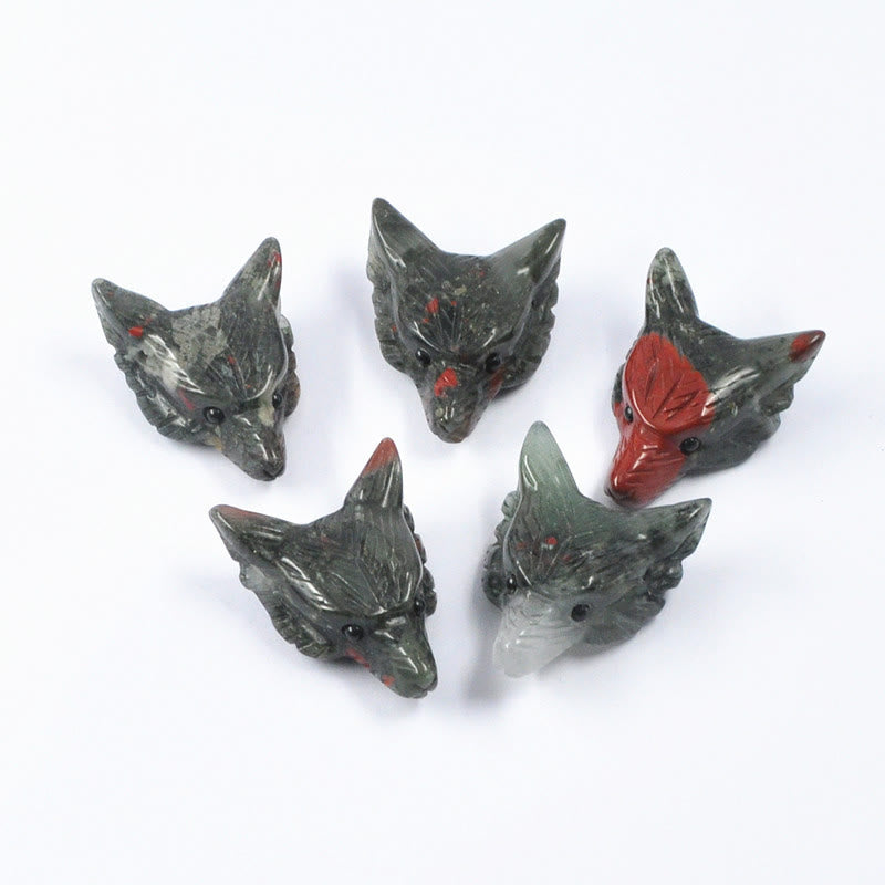 Tête de loup sculptée en cristal naturel Olivenorma, accessoire de décoration en pierres précieuses