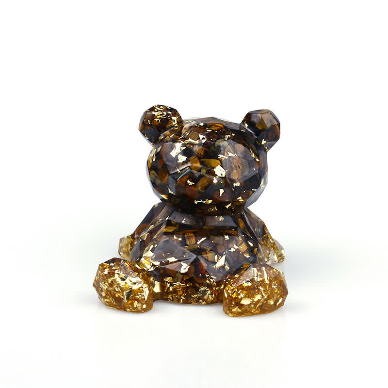 Décoration en pierre précieuse en forme d'ours avec miroir en cristal Olivenorma