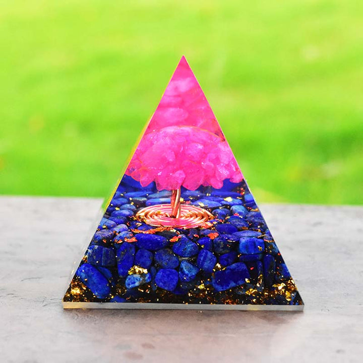 Pyramide d'orgone en cristal rose Lapis Lazuli Olivenorma