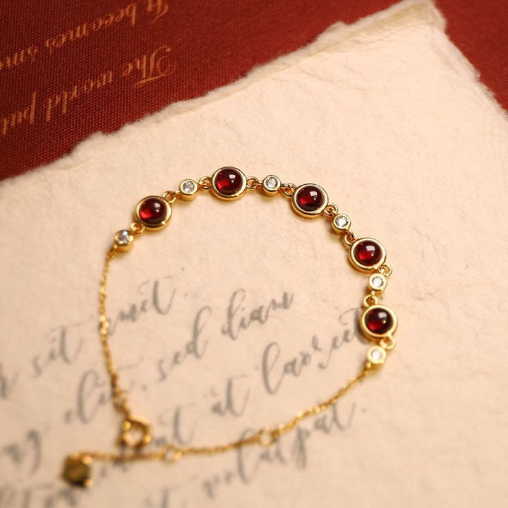 Bracelet porte-bonheur en or avec grenat naturel Olivenorma 