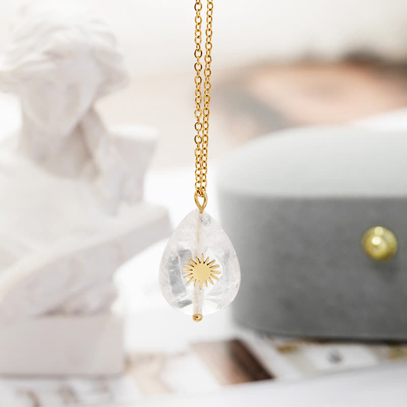 Collier de pierres précieuses de guérison en forme de goutte d'eau en hexagramme