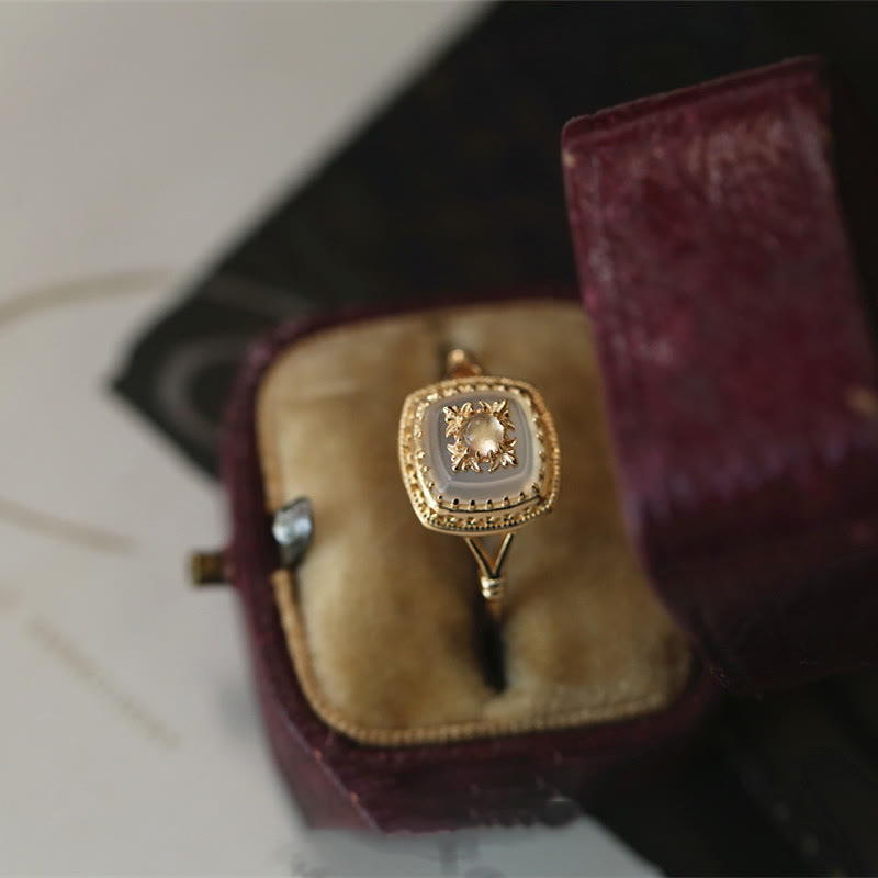 Bague vintage en quartz transparent carré Olivenorma - image 9