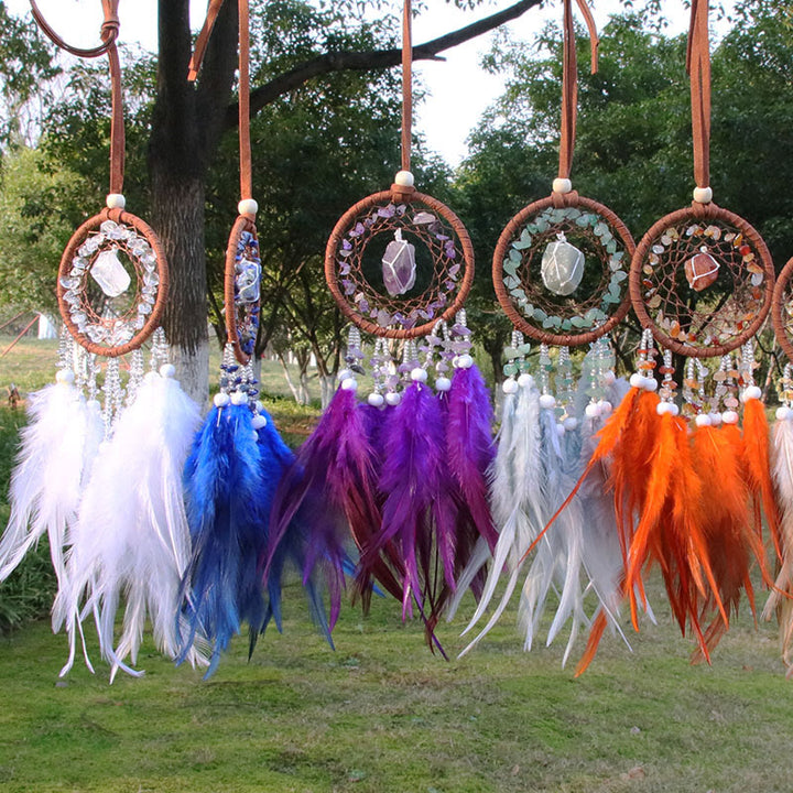 Pendentif en agate cristal naturel Olivenorma Charm attrape-rêves rond 