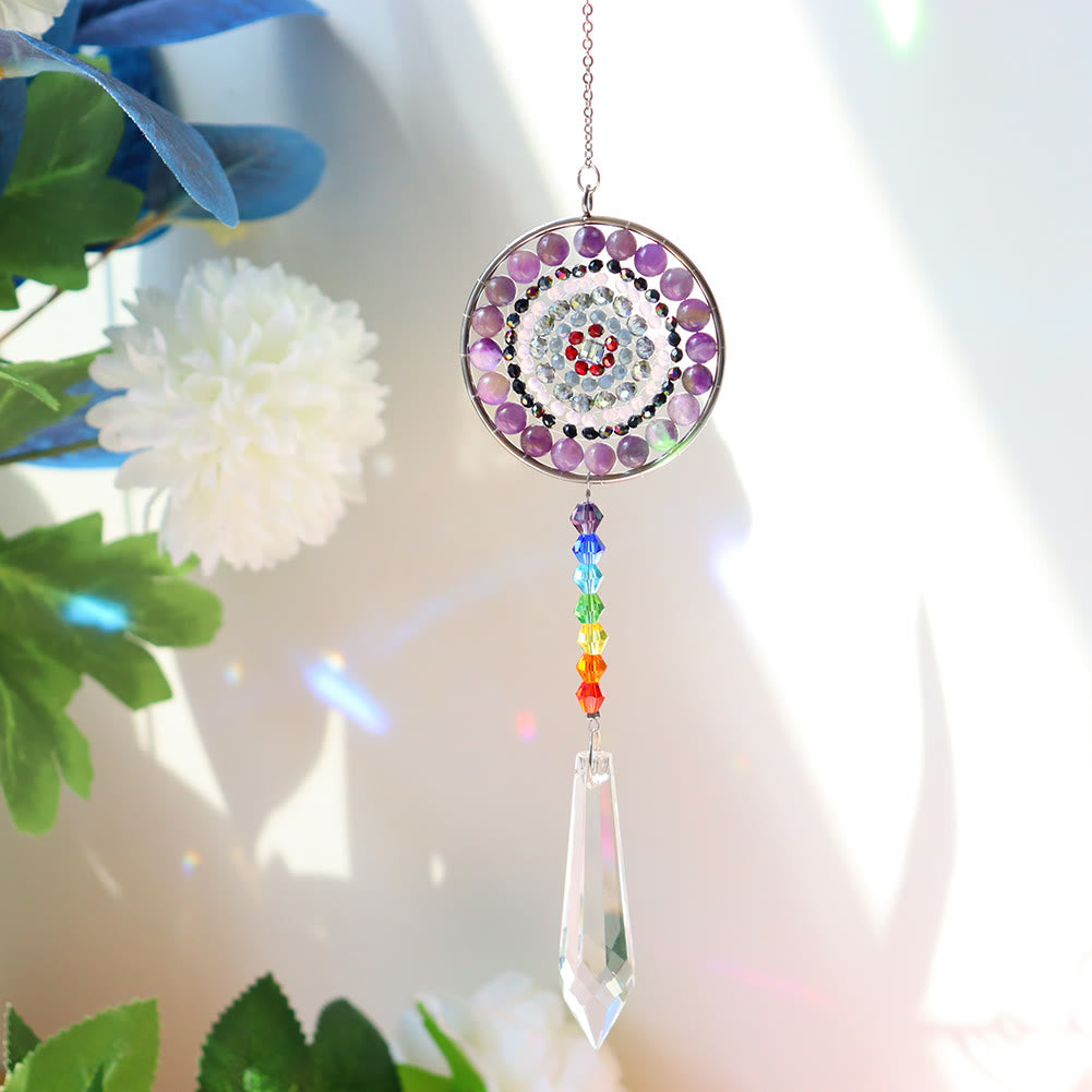 Carillon éolien chakra fait main avec attrape-soleil en cristal Olivenorma
