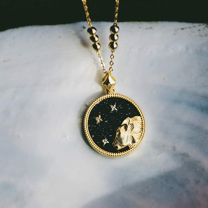 Collier d'écoute du zodiaque en grès bleu 