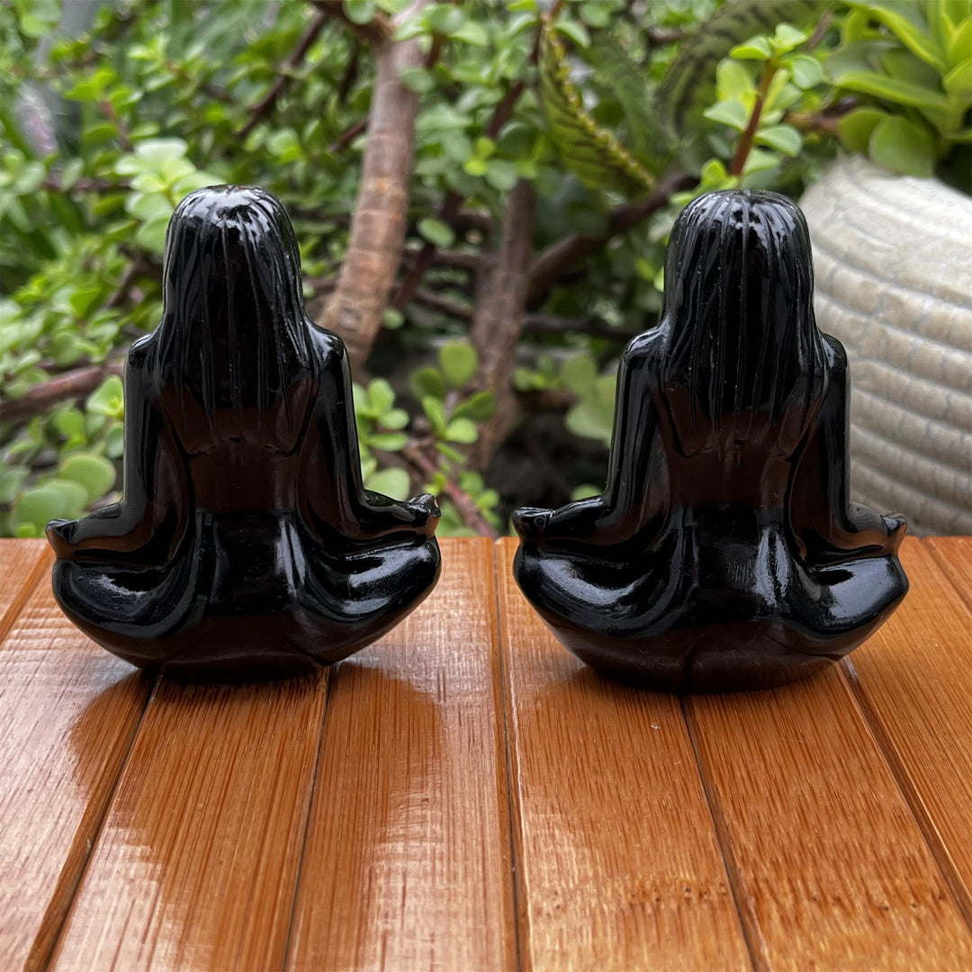 Décoration de pierres précieuses païennes de déesse du yoga des chakras d'obsidienne Olivenorma
