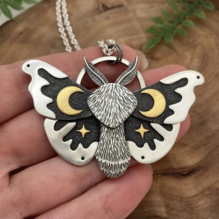 Collier vintage Olivenorma Bohemia en argent avec papillon de nuit