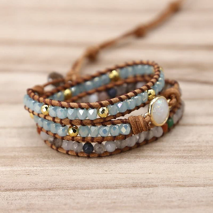 Bracelet de protection et de méditation en perles d'opale de guérison