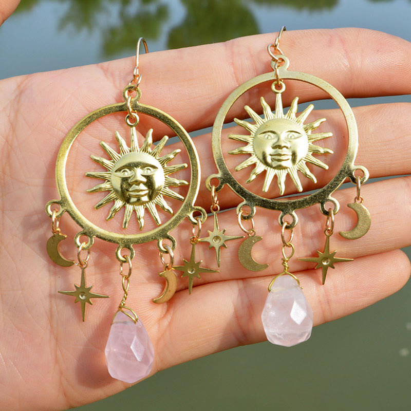 Boucles d'oreilles Olivenorma en cristal naturel goutte de pluie et ou soleil lune étoile 