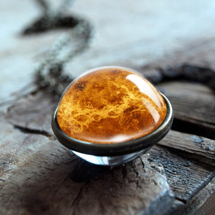 Collier Olivenorma double face avec boules de verre et planètes du ciel