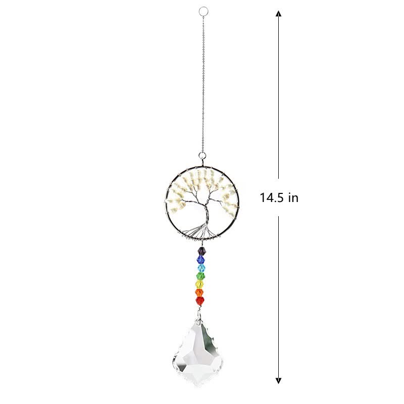 Attrape-soleil en cristal coloré représentant un arbre de vie