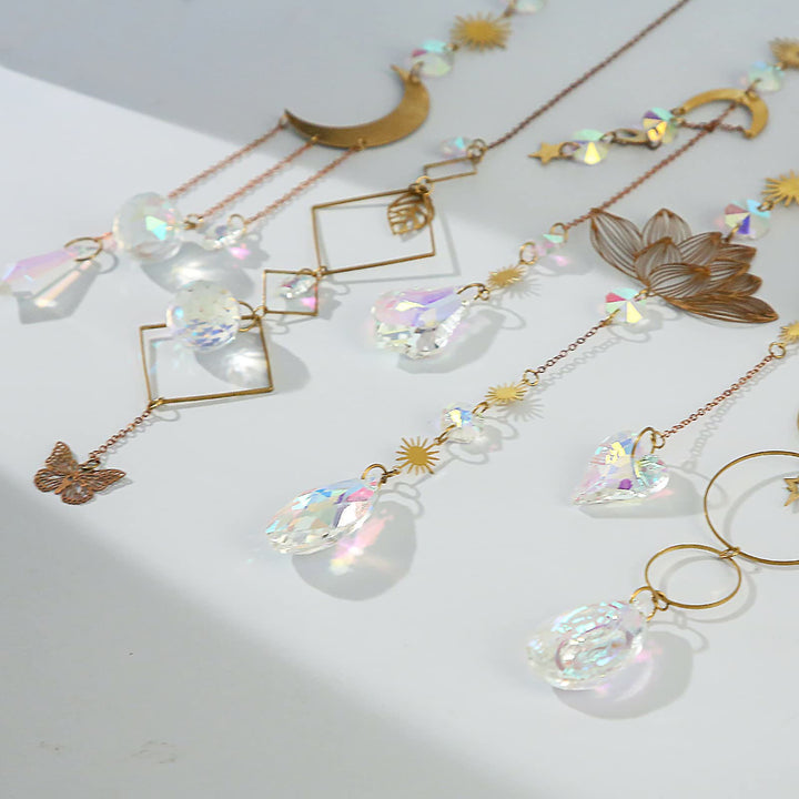 Carillon éolien en quartz Angel Aura Olivenorma, lot de 6 pièces, motif lotus 