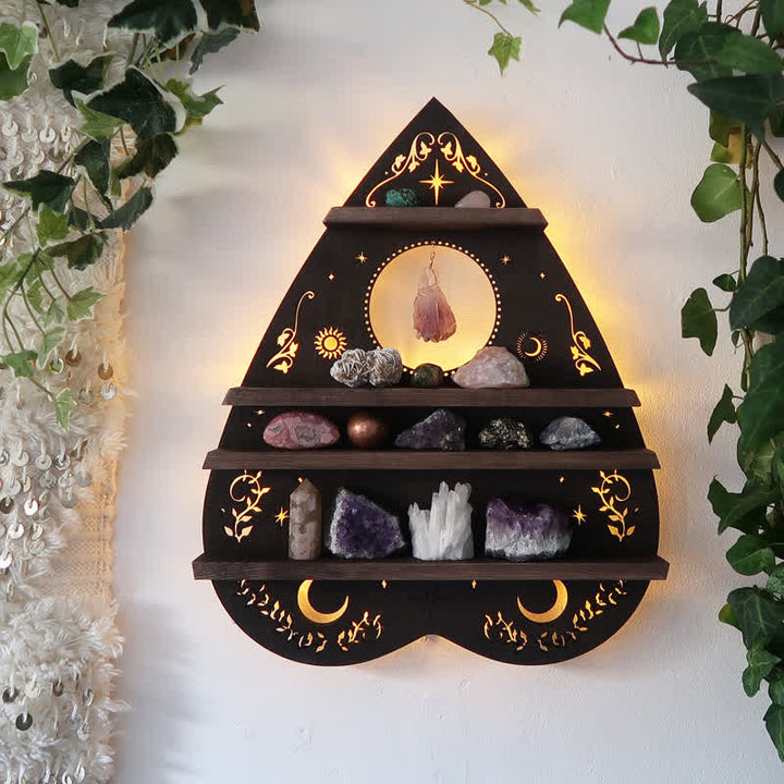 Etagère en cristal en forme de cœur et de lune inversée