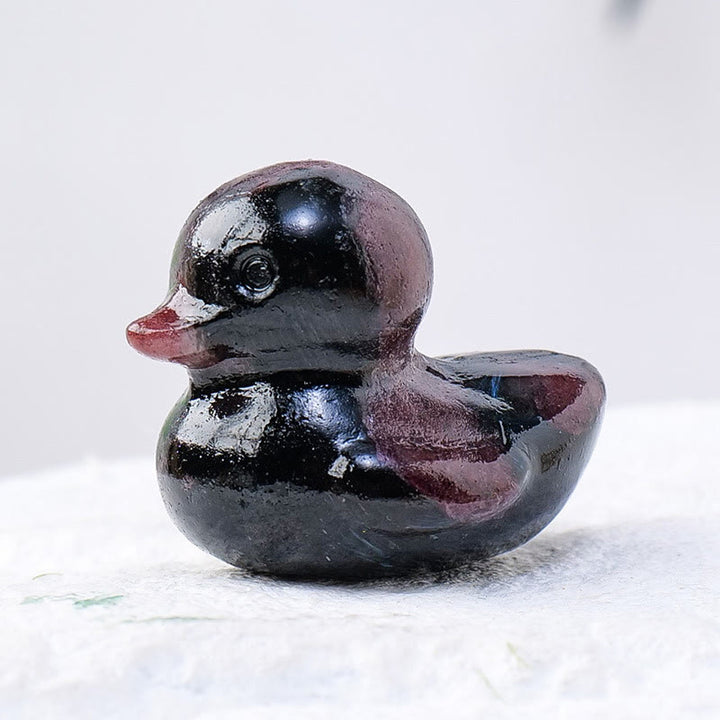 Décoration en pierre précieuse sculptée en forme de canard en cristal de quartz Olivenorma de 1,2 pouce