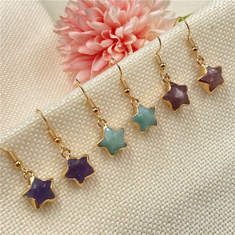 Boucles d'oreilles en pierre de cristal naturel