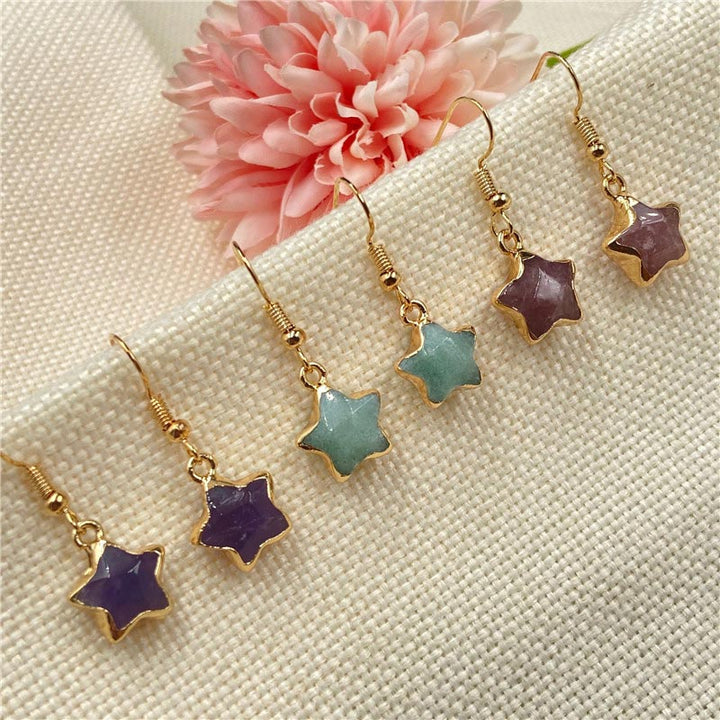 Boucles d'oreilles en pierre de cristal naturel