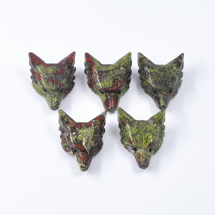 Tête de loup sculptée en cristal naturel Olivenorma, accessoire de décoration en pierres précieuses