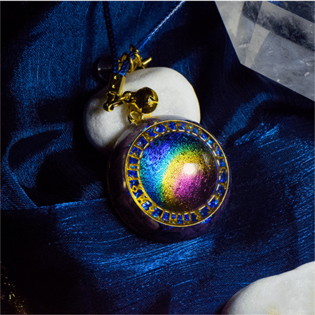 Collier Orgone avec pendentif étoile en tourmaline arc-en-ciel et bague chrono Olivenorma