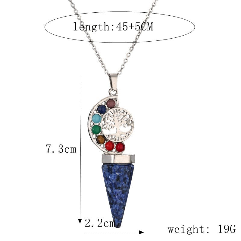 Collier avec pendentif arbre de vie en cristal hexagonal Olivenorma