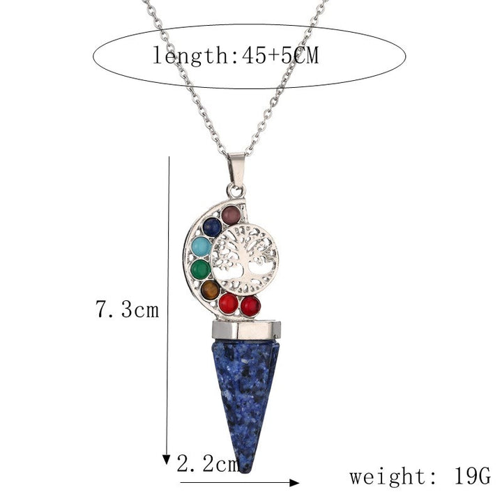 Collier avec pendentif arbre de vie en cristal hexagonal Olivenorma