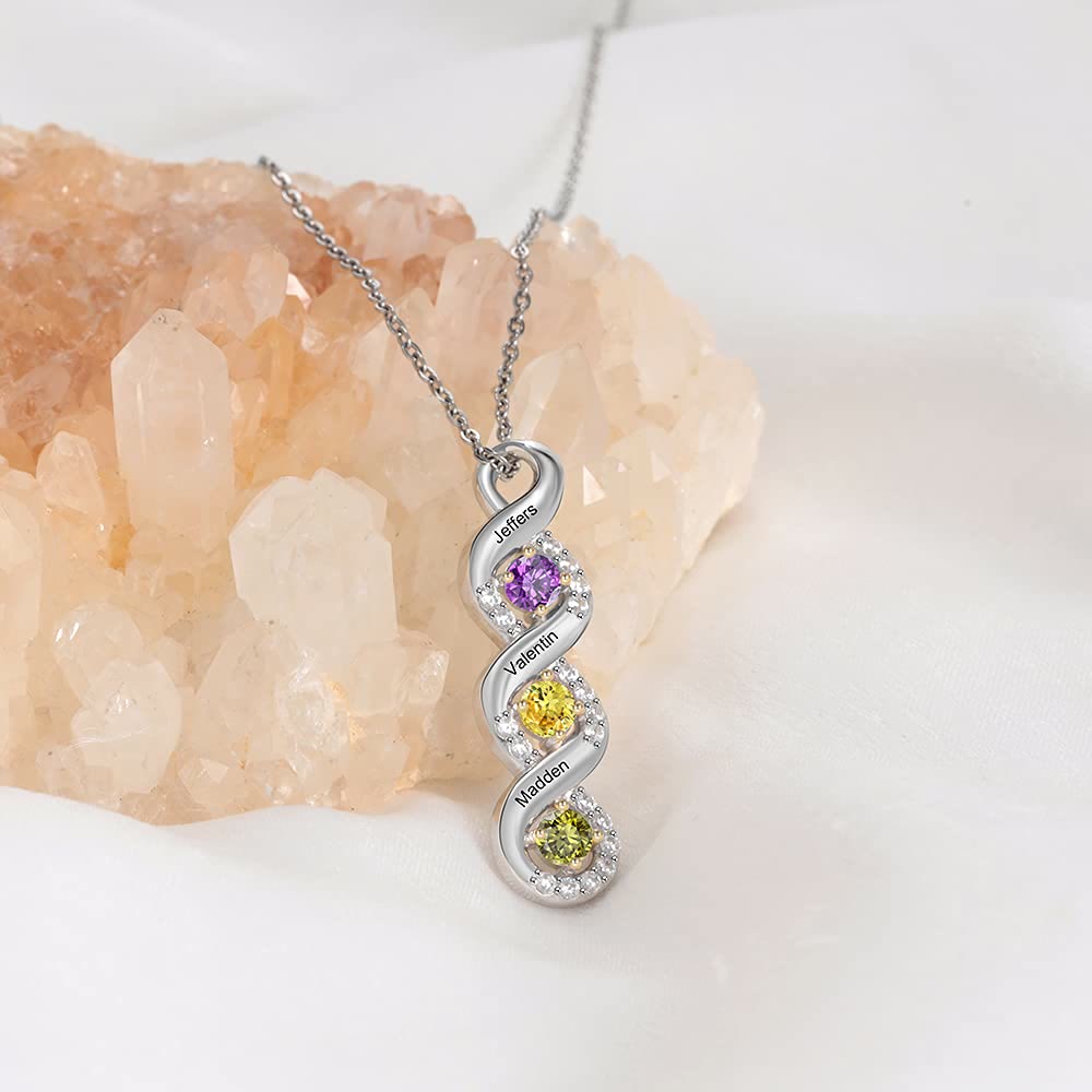 Collier avec pierre de naissance gravée pour femme Olivenorma