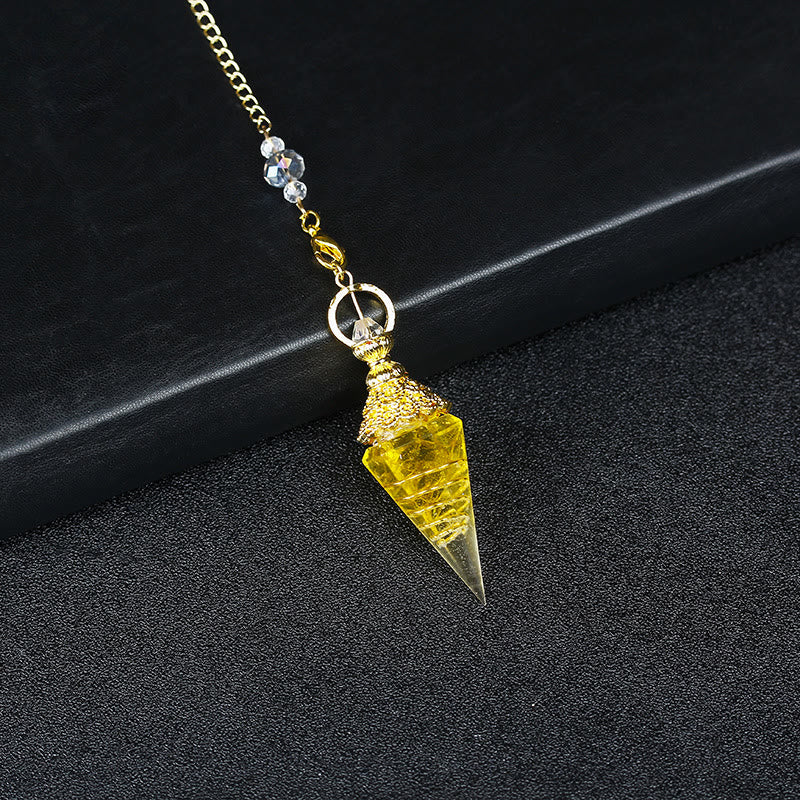 Pendule pyramidal hexagonal en résine cristalline naturelle Olivenorma - Citrine n°2 - image 52