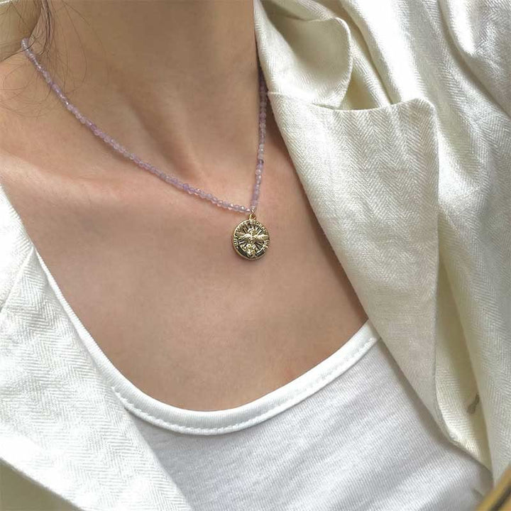 Collier avec pendentif en métal et cristal naturel Olivenorma