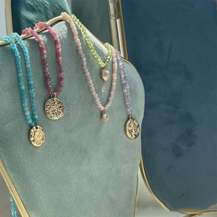 Collier avec pendentif en métal et cristal naturel Olivenorma