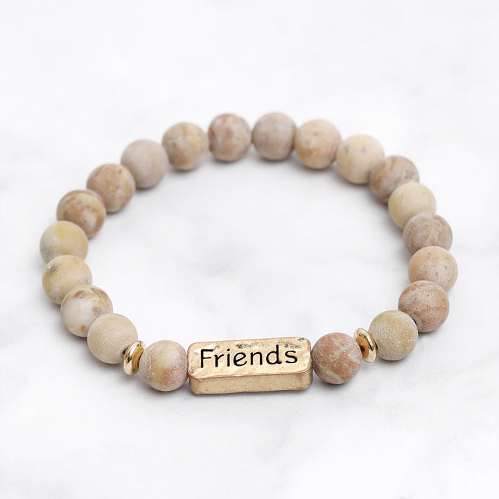 Bracelet gravé Amis en pierres précieuses naturelles Olivenorma