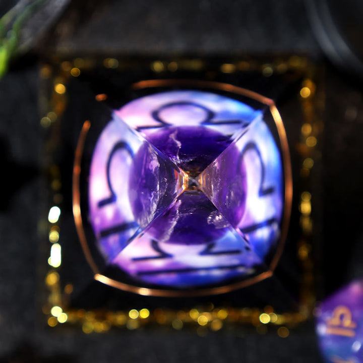 Boule d'améthyste Olivenorma Gravier d'obsidienne Zodiac Balance Orgone Pyramide
