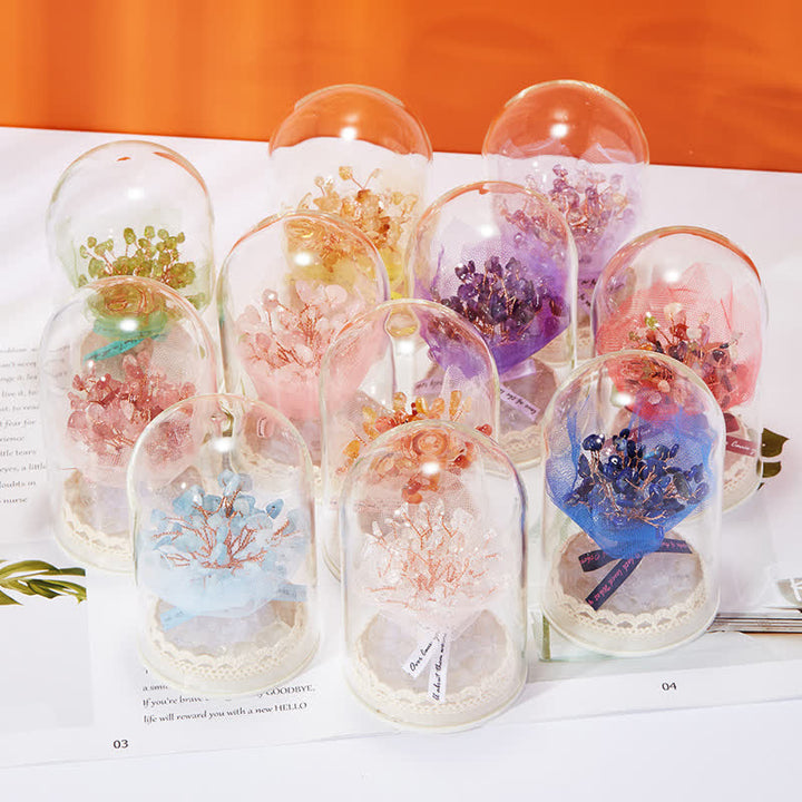 Décoration d'arbre Feng Shui avec couvercle en verre cristal naturel Olivenorma 