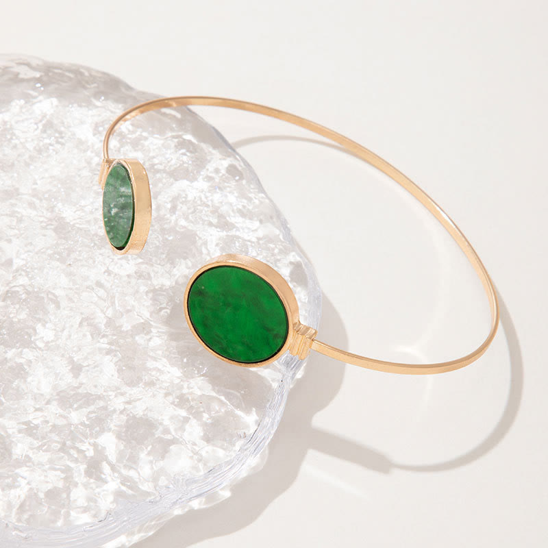 Ensemble de cinq bracelets ouverts en alliage de pierre naturelle Olivenorma 
