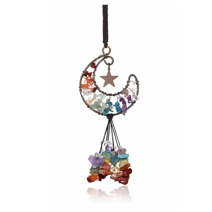 Carillon à vent en cristal de chakra de la lune et des étoiles Olivenorma