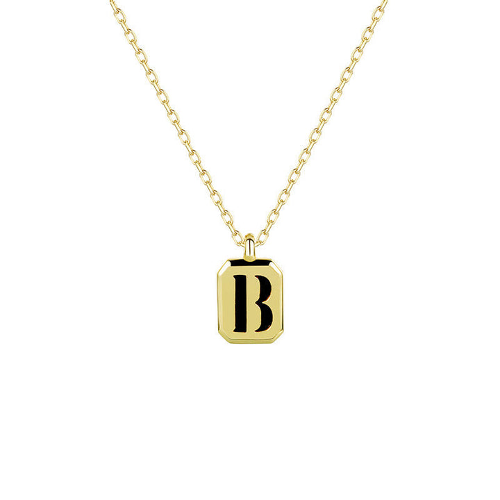 Collier Initiale Personnalisable en Or Olivenorma - Obsidienne - B - image 5
