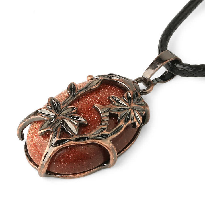 Collier en cristal enveloppé de fleurs en laiton et améthyste Olivenorma