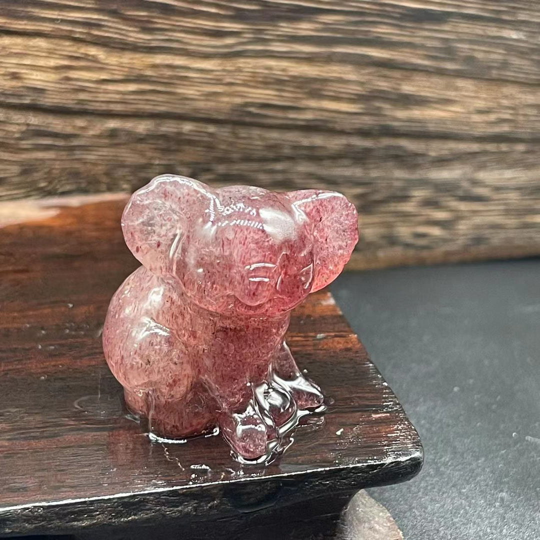 Olivenorma 1,2 pouces sculpté mignon koala figurine décoration en pierre précieuse