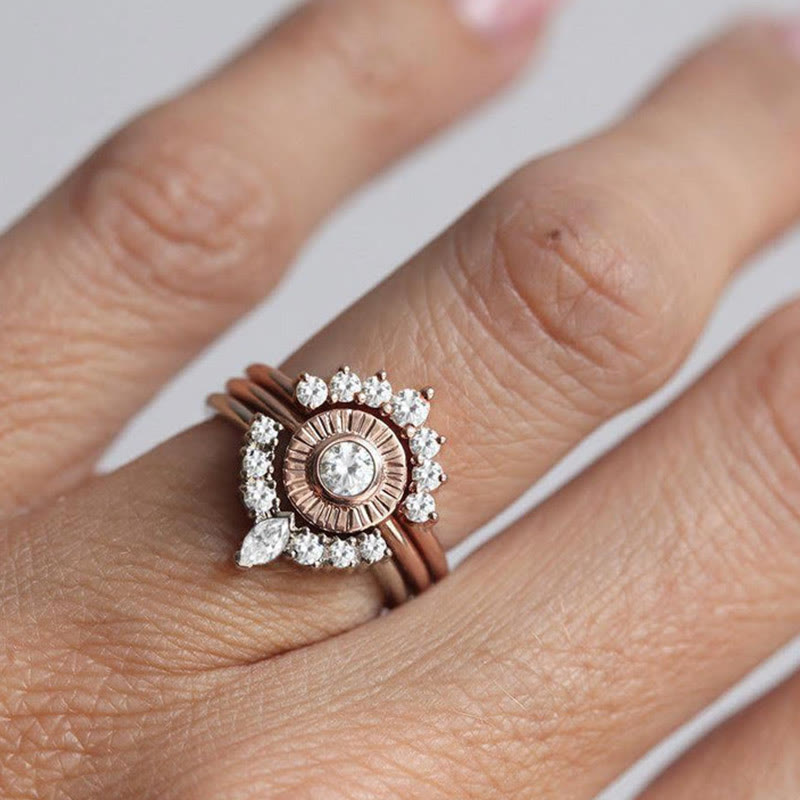 Ensemble de trois bagues Olivenorma Zircon Sunset