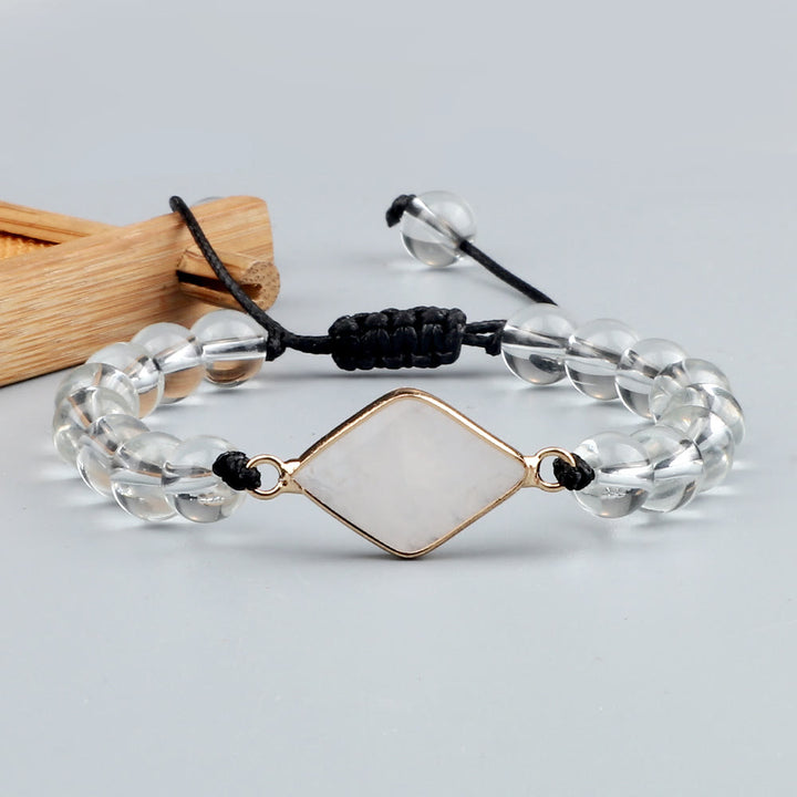 Bracelet en perles d'opalite avec pierre œil de chat Olivenorma