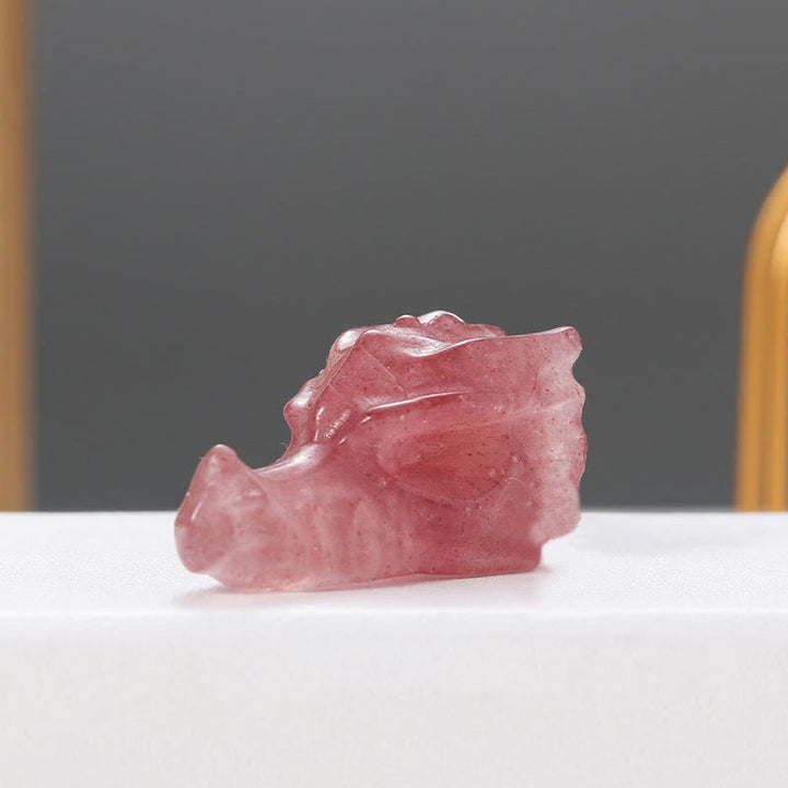 Statue de crâne de dragon en cristal Olivenorma de 1,5 pouce, décoration en pierres précieuses 