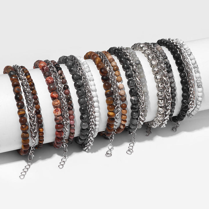 Ensemble de bracelets rétro en pierre rose Olivenorma « Paix et calme »