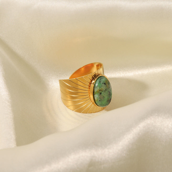 Bague large en turquoise africaine Olivenorma « African Turquoise Majesty »