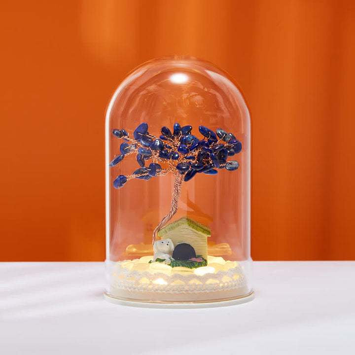 Décoration d'arbre Feng Shui avec couvercle en verre cristal naturel Olivenorma 