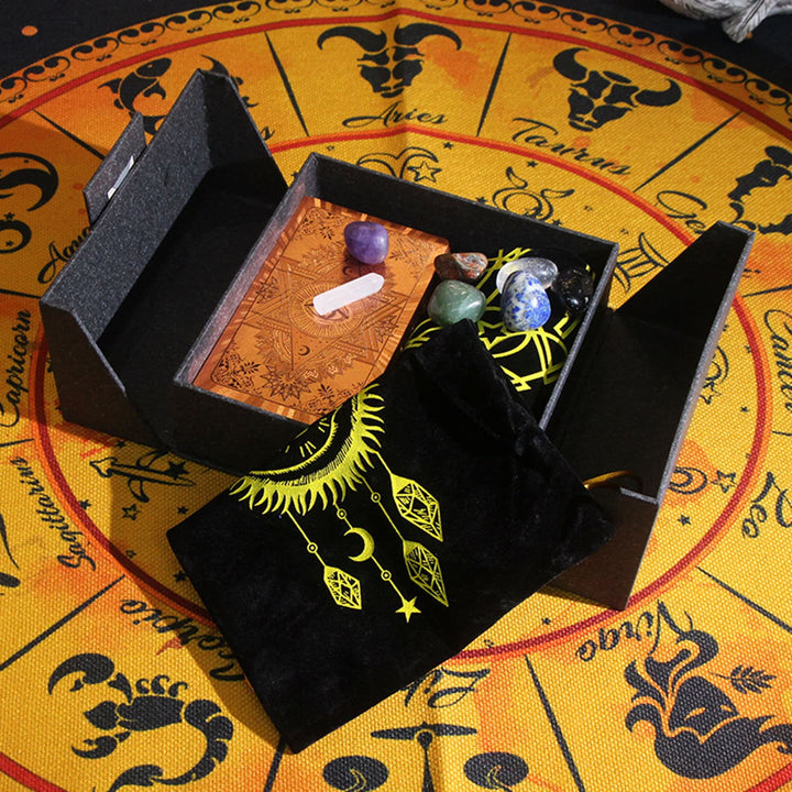 Jeu de cartes de tarot avec nappe en cristal de feuille Olivenorma