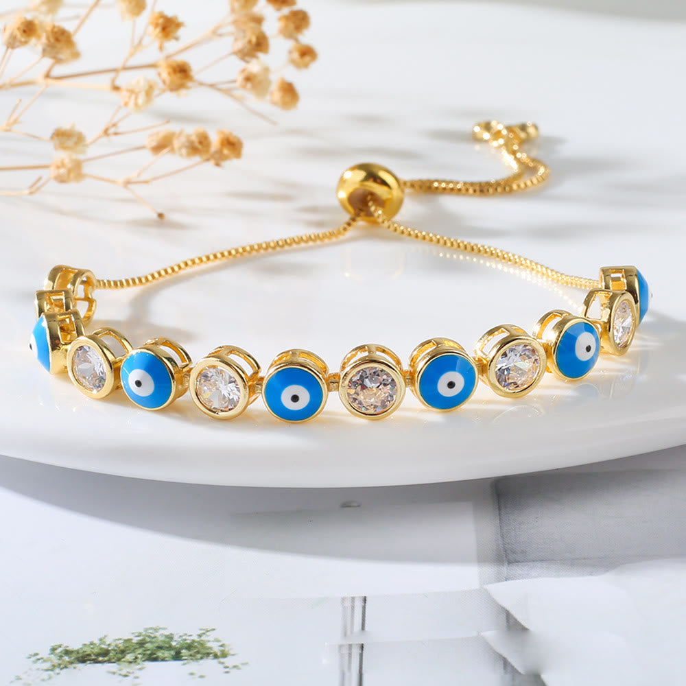 Bracelet ajustable Olivenorma en zircon blanc contre le mauvais œil